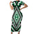 Green Aotearoa Taniko Poutama Patikitiki Family Matching Short Sleeve Bodycon Dress and Hawaiian Shirt