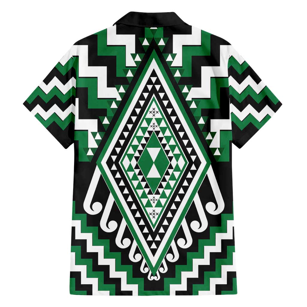 Green Aotearoa Taniko Poutama Patikitiki Family Matching Tank Maxi Dress and Hawaiian Shirt LT14 - Polynesian Pride