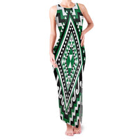 Green Aotearoa Taniko Poutama Patikitiki Family Matching Tank Maxi Dress and Hawaiian Shirt LT14 Mom's Dress Green - Polynesian Pride