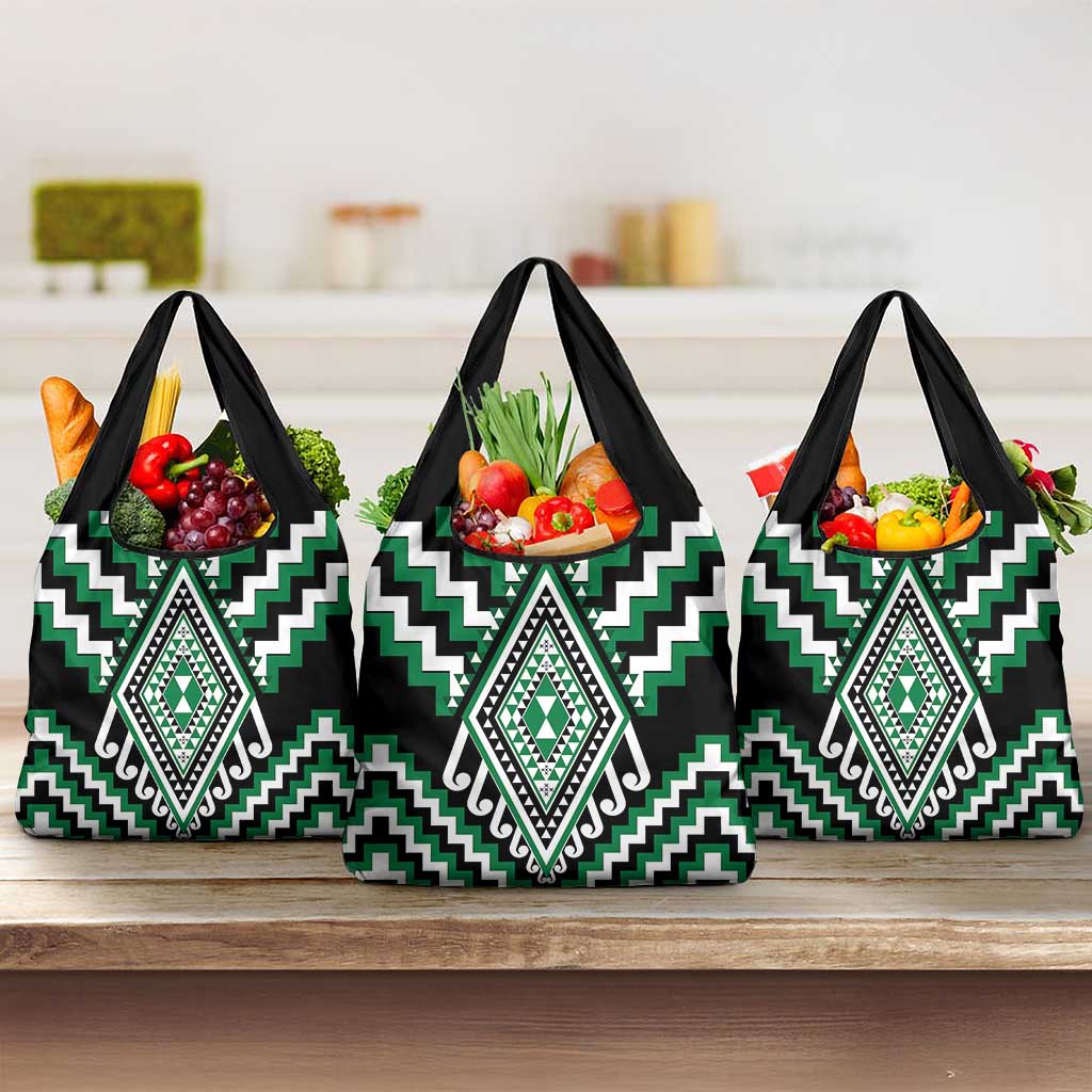 Green Aotearoa Taniko Poutama Patikitiki Grocery Bag