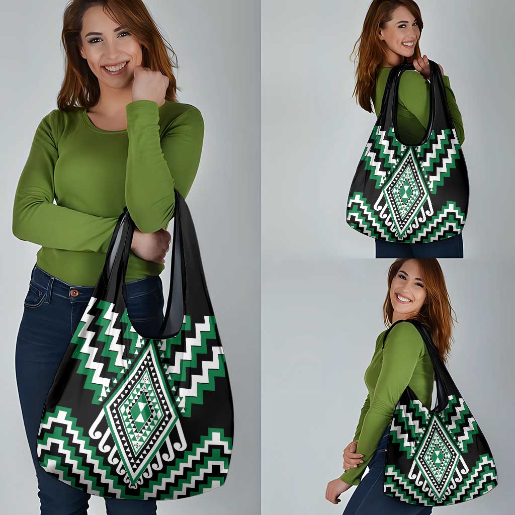 Green Aotearoa Taniko Poutama Patikitiki Grocery Bag