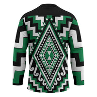 Green New Zealand Taniko Poutama Patikitiki Hockey Jersey - Polynesian Pride