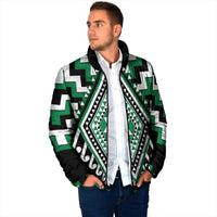 Green New Zealand Taniko Poutama Patikitiki Padded Jacket - Polynesian Pride