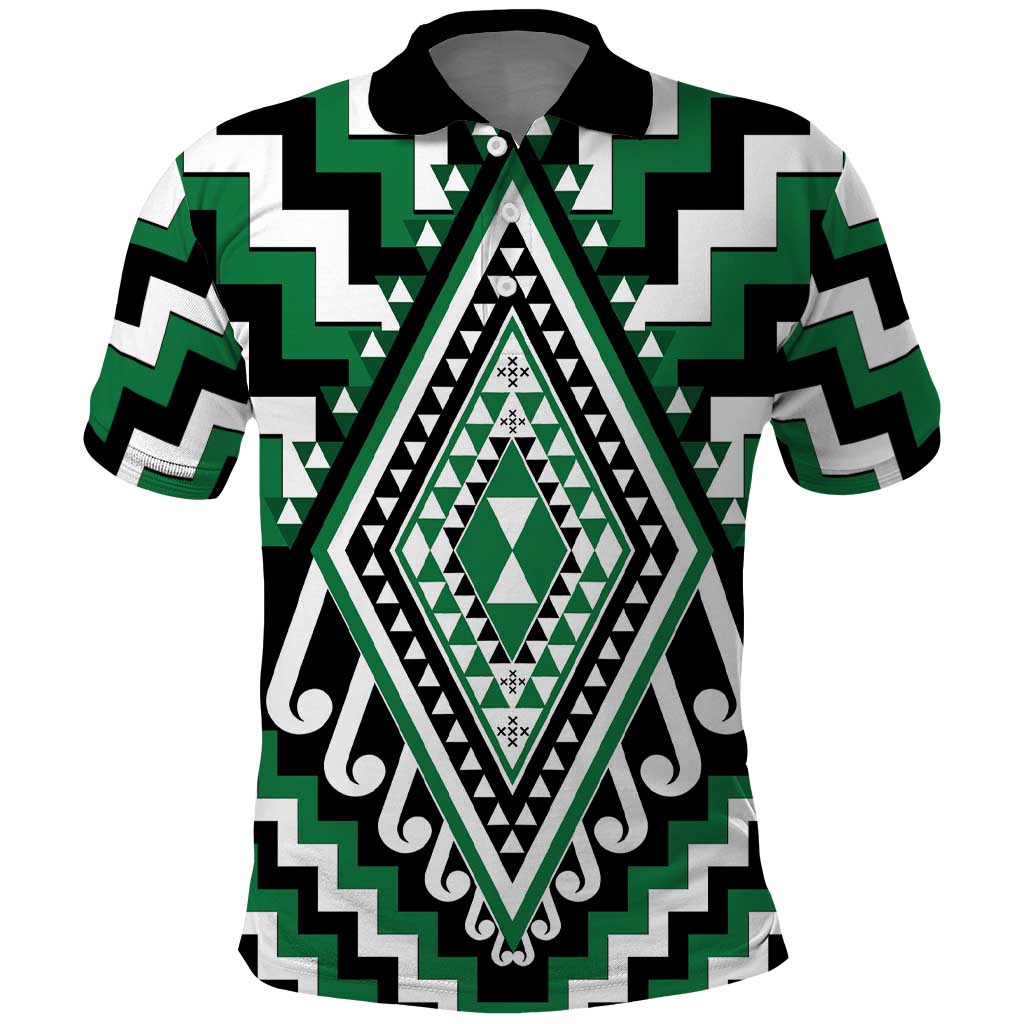 Green Aotearoa Taniko Poutama Patikitiki Polo Shirt
