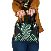 Green Aotearoa Taniko Poutama Patikitiki Shoulder Handbag