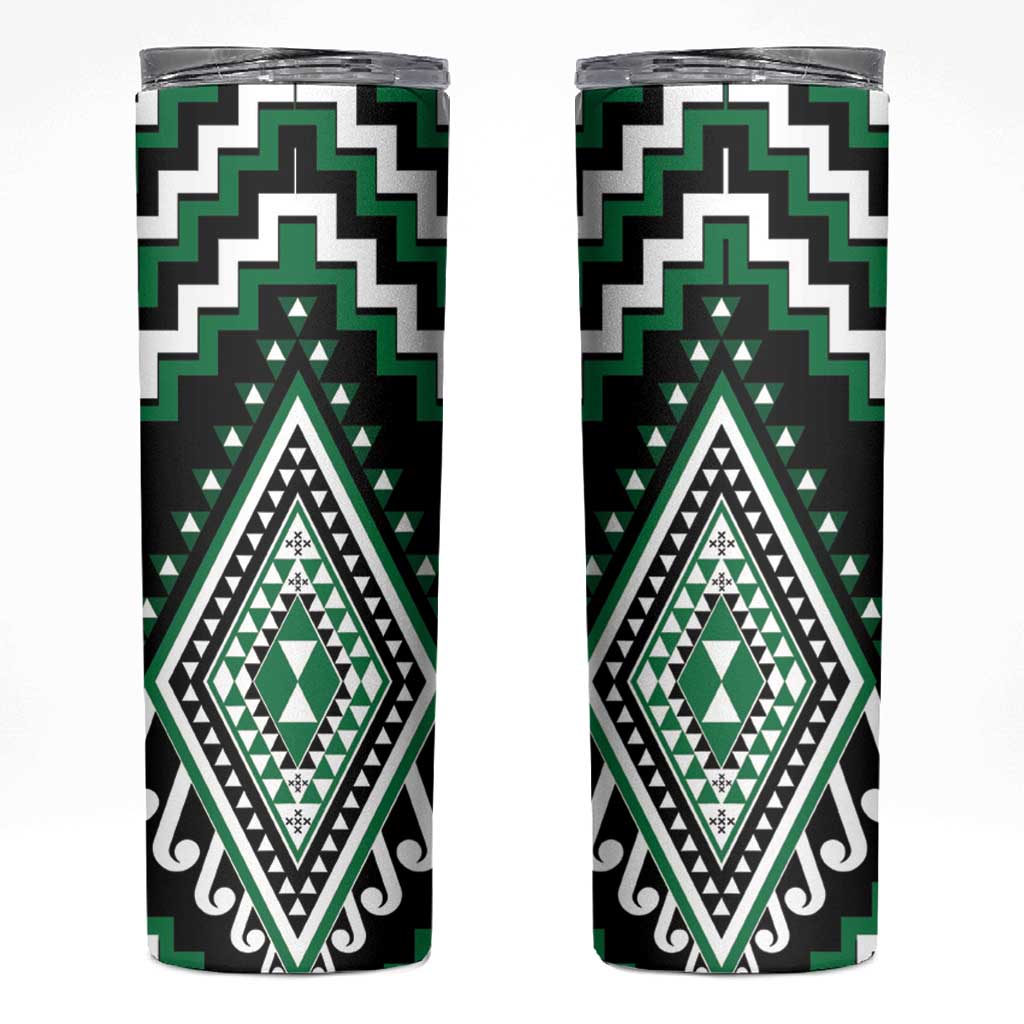 Green Aotearoa Taniko Poutama Patikitiki Skinny Tumbler LT14 Green - Polynesian Pride