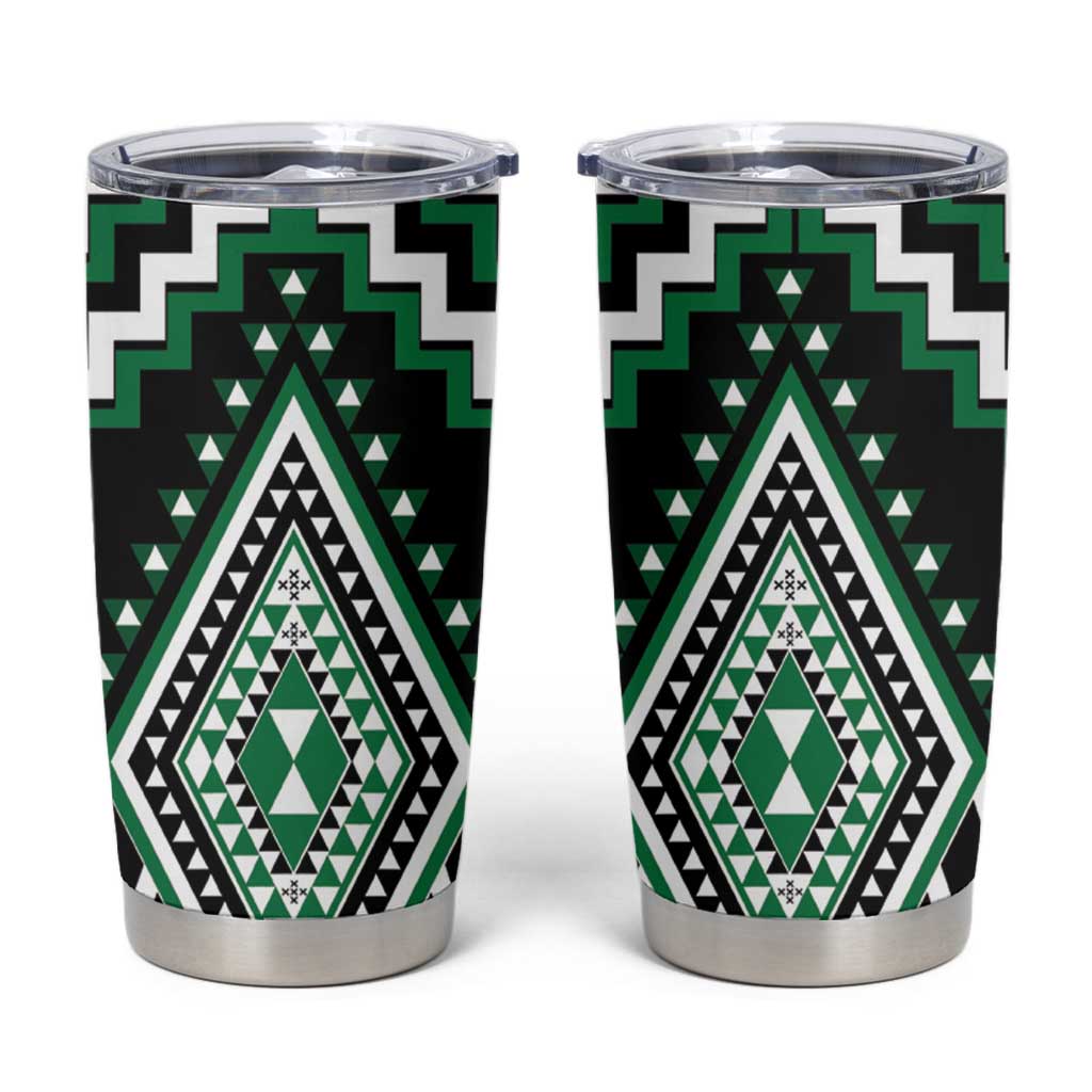 Green Aotearoa Taniko Poutama Patikitiki Tumbler Cup LT14 Green - Polynesian Pride