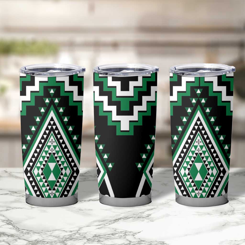 Green Aotearoa Taniko Poutama Patikitiki Tumbler Cup LT14 - Polynesian Pride