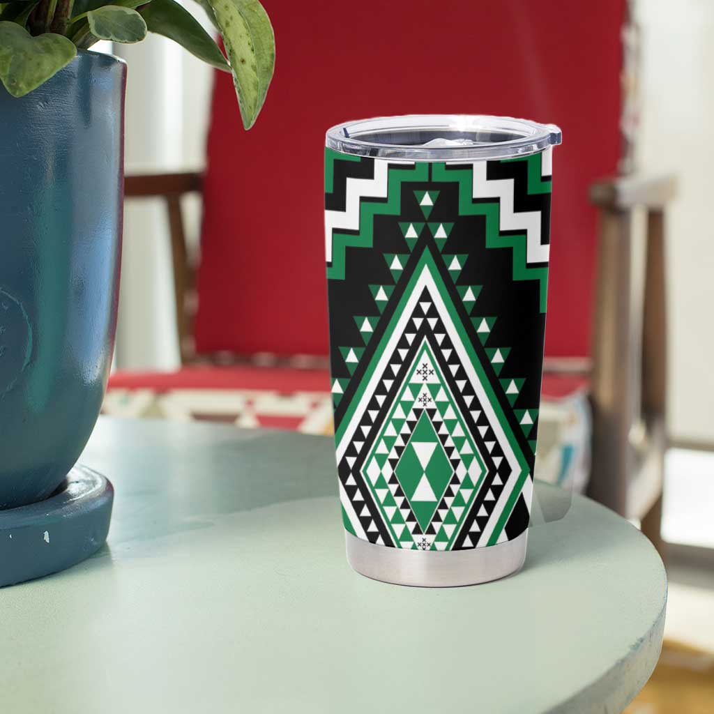 Green Aotearoa Taniko Poutama Patikitiki Tumbler Cup LT14 - Polynesian Pride