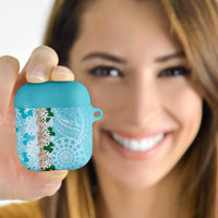 Cook Islands Tiare Maori With Conch Shell AirPods Case Pasifika Fest Polynesian Tattoo Turquoise