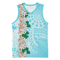 Cook Islands Tiare Maori With Conch Shell Basketball Jersey Pasifika Fest Polynesian Tattoo Turquoise