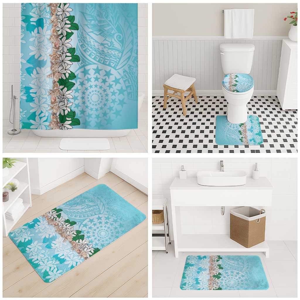Cook Islands Tiare Maori With Conch Shell Bathroom Set Pasifika Fest Polynesian Tattoo Turquoise