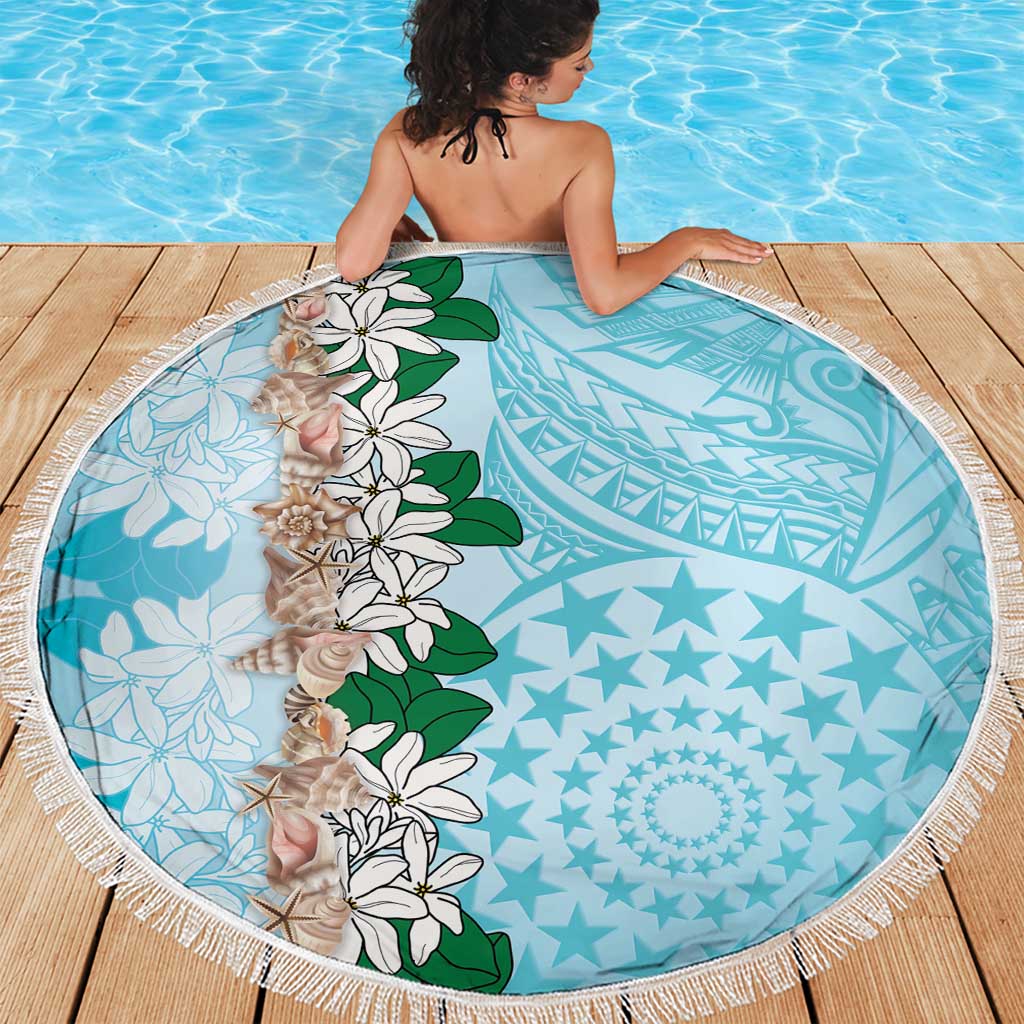 Cook Islands Tiare Maori With Conch Shell Beach Blanket Pasifika Fest Polynesian Tattoo Turquoise