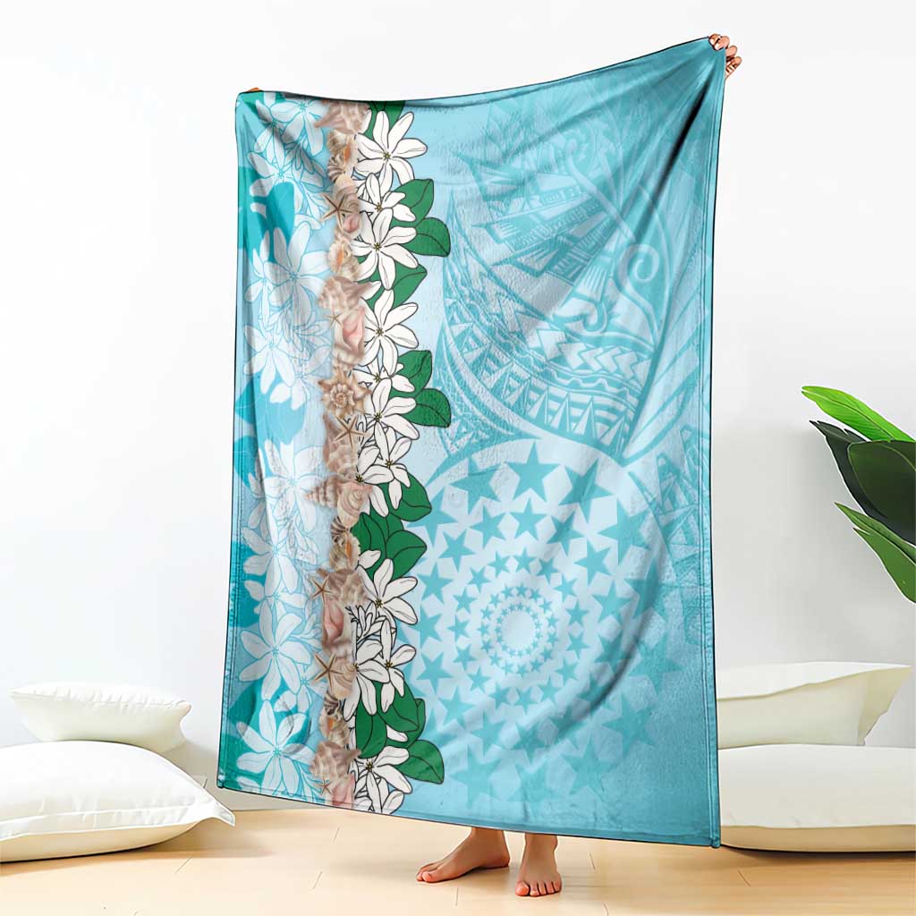 Cook Islands Tiare Maori With Conch Shell Blanket Pasifika Fest Polynesian Tattoo Turquoise