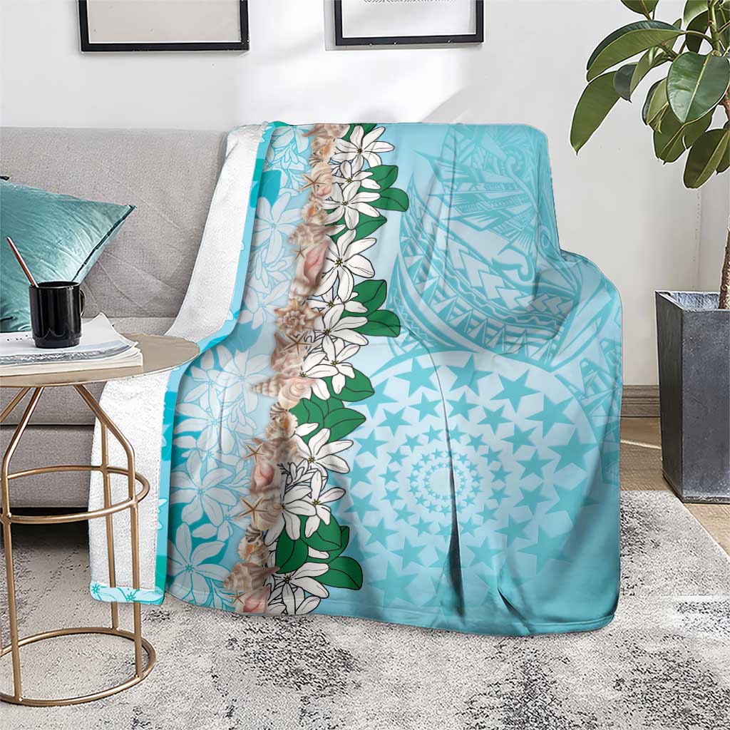 Cook Islands Tiare Maori With Conch Shell Blanket Pasifika Fest Polynesian Tattoo Turquoise