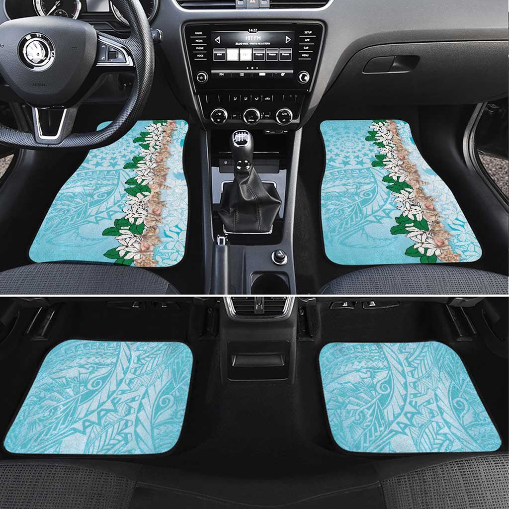 Cook Islands Tiare Maori With Conch Shell Car Mats Pasifika Fest Polynesian Tattoo Turquoise