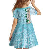 Cook Islands Tiare Maori With Conch Shell Family Matching Off The Shoulder Long Sleeve Dress and Hawaiian Shirt Pasifika Fest Polynesian Tattoo Turquoise LT14 - Polynesian Pride