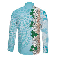 Cook Islands Tiare Maori With Conch Shell Family Matching Off Shoulder Short Dress and Hawaiian Shirt Pasifika Fest Polynesian Tattoo Turquoise LT14 - Polynesian Pride