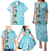Cook Islands Tiare Maori With Conch Shell Family Matching Puletasi and Hawaiian Shirt Pasifika Fest Polynesian Tattoo Turquoise LT14 - Polynesian Pride
