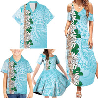 Cook Islands Tiare Maori With Conch Shell Family Matching Summer Maxi Dress and Hawaiian Shirt Pasifika Fest Polynesian Tattoo Turquoise LT14 - Polynesian Pride