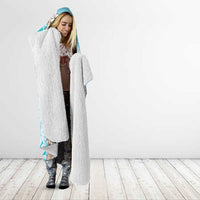 Cook Islands Tiare Maori With Conch Shell Hooded Blanket Pasifika Fest Polynesian Tattoo Turquoise