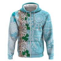 Cook Islands Tiare Maori With Conch Shell Hoodie Pasifika Fest Polynesian Tattoo Turquoise