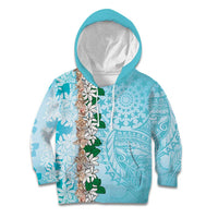 Cook Islands Tiare Maori With Conch Shell Kid Hoodie Pasifika Fest Polynesian Tattoo Turquoise