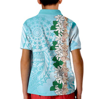 Cook Islands Tiare Maori With Conch Shell Kid Polo Shirt Pasifika Fest Polynesian Tattoo Turquoise