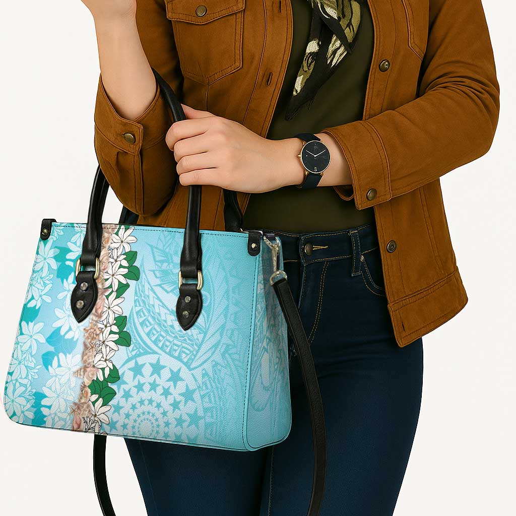 Cook Islands Tiare Maori With Conch Shell Leather Bag Pasifika Fest Polynesian Tattoo Turquoise