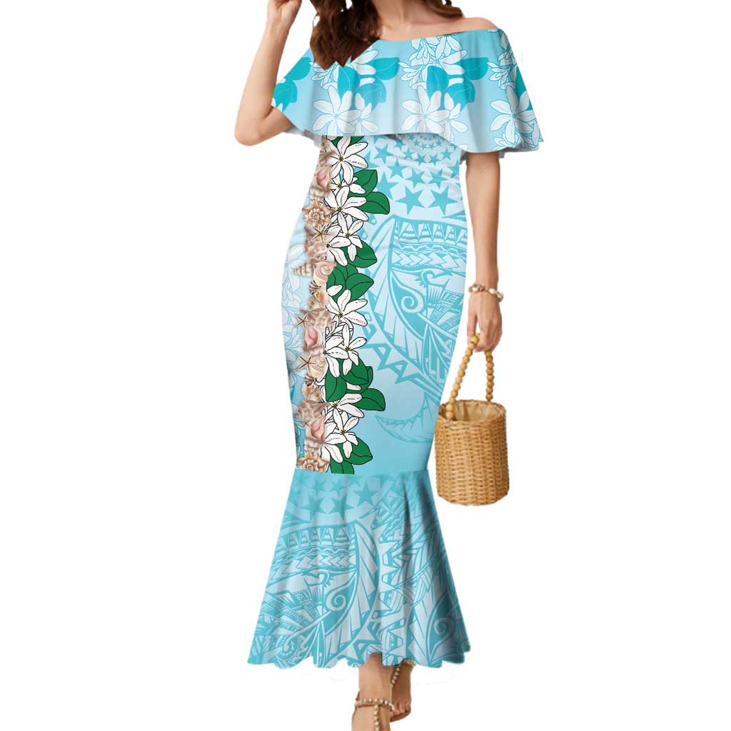 Cook Islands Tiare Maori With Conch Shell Mermaid Dress Pasifika Fest Polynesian Tattoo Turquoise