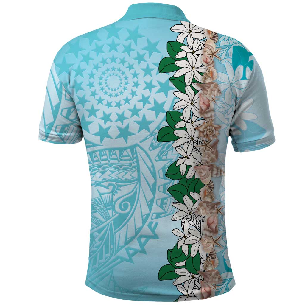 Cook Islands Tiare Maori With Conch Shell Polo Shirt Pasifika Fest Polynesian Tattoo Turquoise