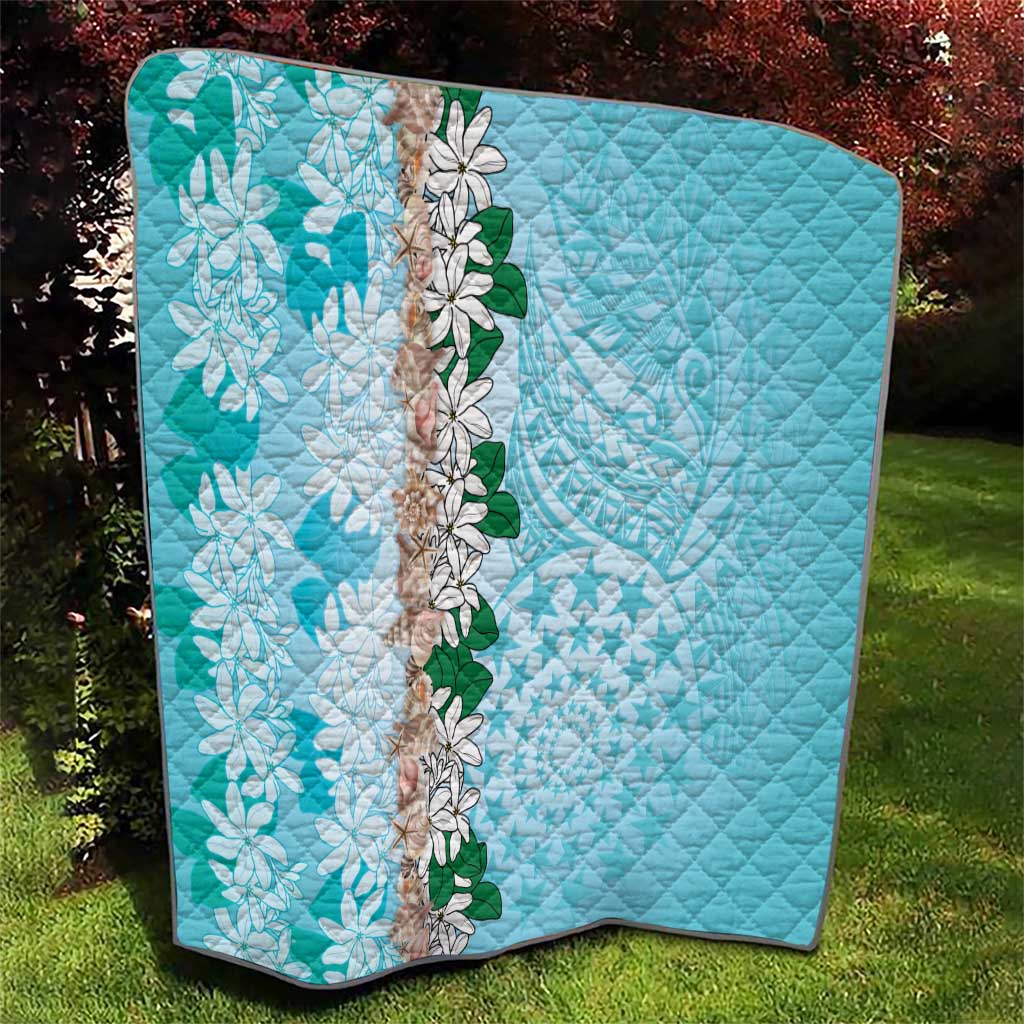 Cook Islands Tiare Maori With Conch Shell Quilt Pasifika Fest Polynesian Tattoo Turquoise