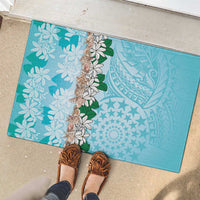 Cook Islands Tiare Maori With Conch Shell Rubber Doormat Pasifika Fest Polynesian Tattoo Turquoise