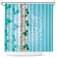 Cook Islands Tiare Maori With Conch Shell Shower Curtain Pasifika Fest Polynesian Tattoo Turquoise