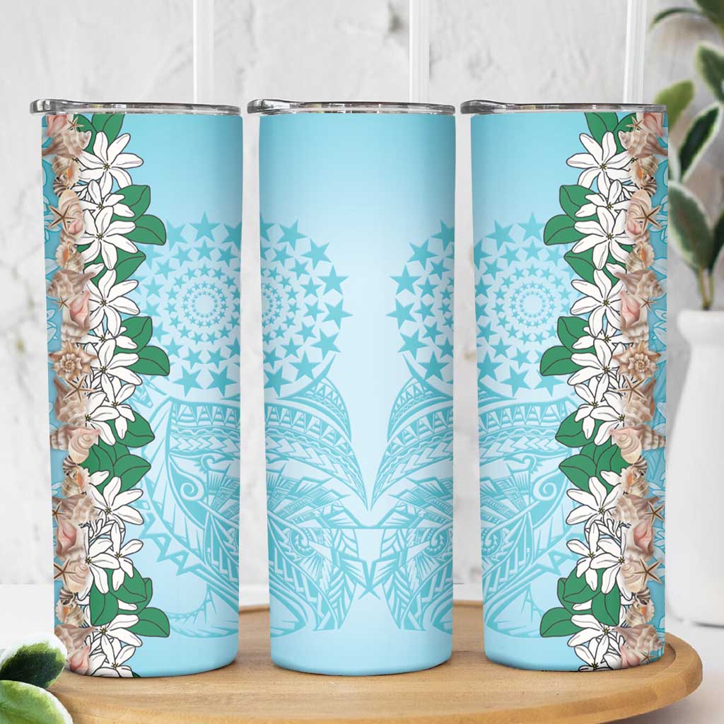 Cook Islands Tiare Maori With Conch Shell Skinny Tumbler Pasifika Fest Polynesian Tattoo Turquoise