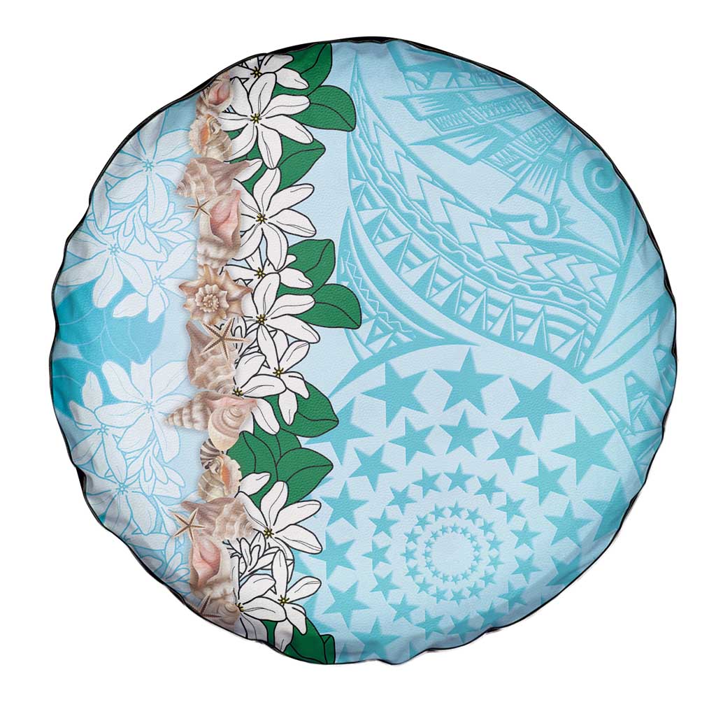 Cook Islands Tiare Maori With Conch Shell Spare Tire Cover Pasifika Fest Polynesian Tattoo Turquoise