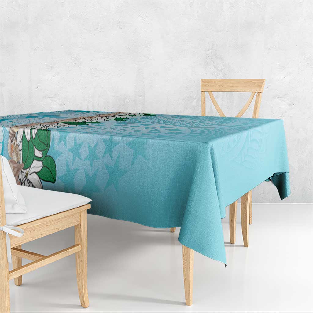Cook Islands Tiare Maori With Conch Shell Tablecloth Pasifika Fest Polynesian Tattoo Turquoise