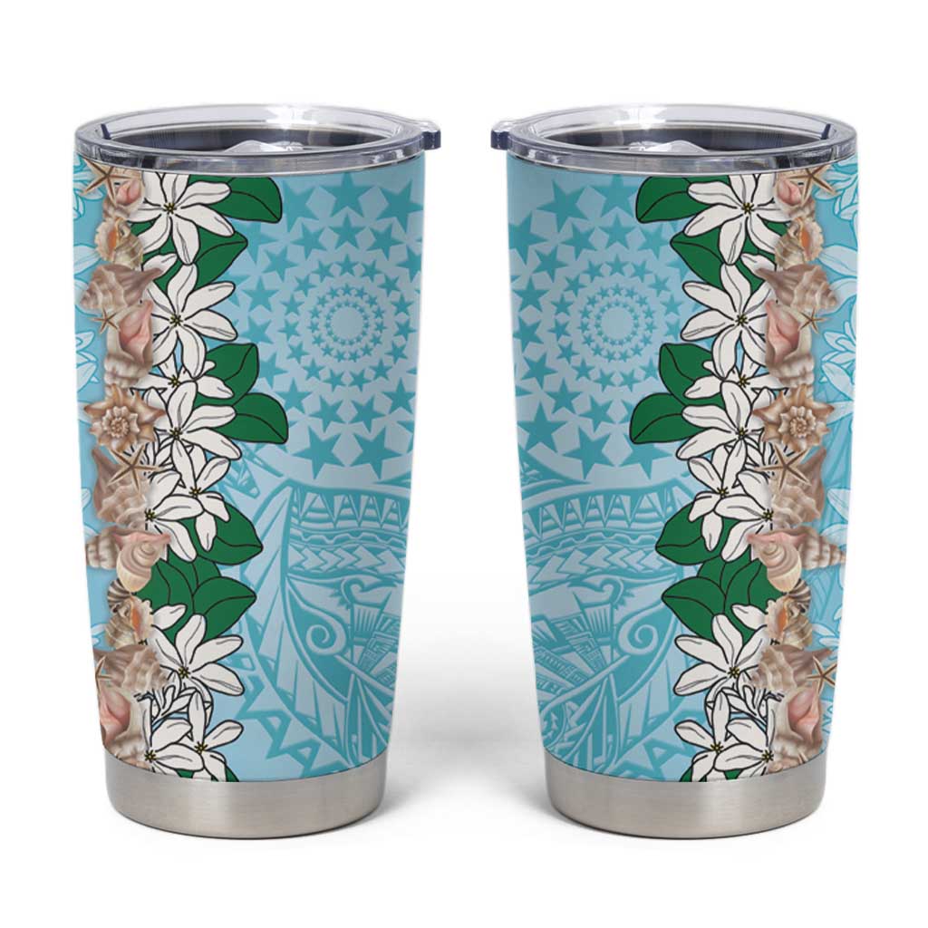 Cook Islands Tiare Maori With Conch Shell Tumbler Cup Pasifika Fest Polynesian Tattoo Turquoise