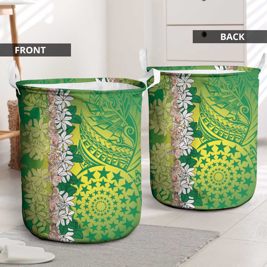 Cook Islands Tiare Maori With Conch Shell Laundry Basket Pasifika Fest Polynesian Tattoo Green
