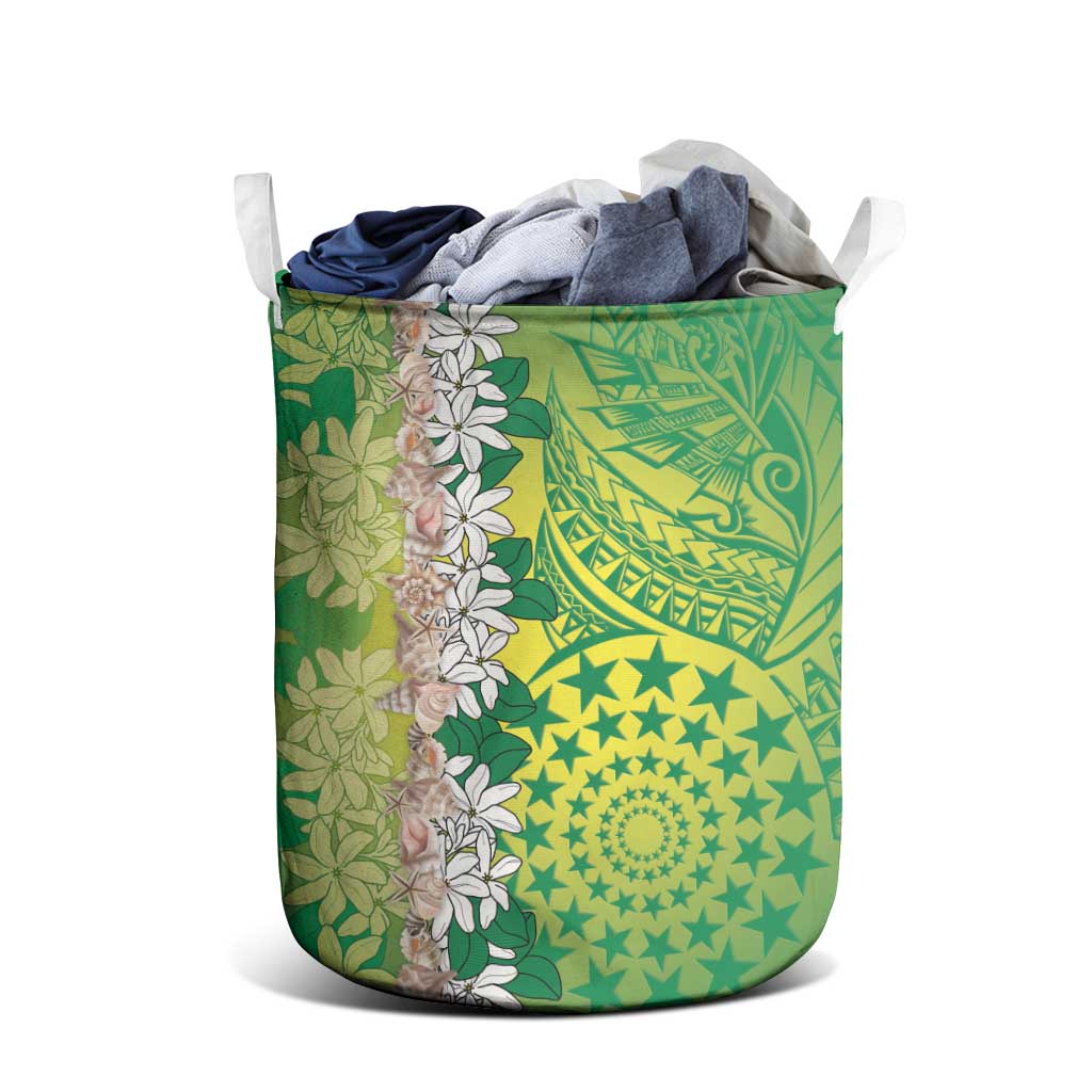 Cook Islands Tiare Maori With Conch Shell Laundry Basket Pasifika Fest Polynesian Tattoo Green