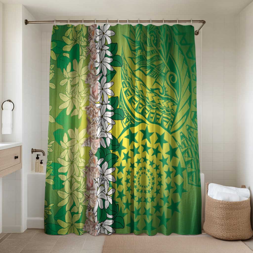 Cook Islands Tiare Maori With Conch Shell Bathroom Set Pasifika Fest Polynesian Tattoo Green