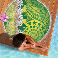 Cook Islands Tiare Maori With Conch Shell Beach Blanket Pasifika Fest Polynesian Tattoo Green