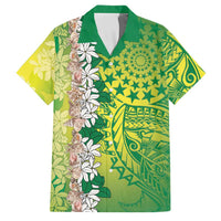 Cook Islands Tiare Maori With Conch Shell Family Matching Mermaid Dress and Hawaiian Shirt Pasifika Fest Polynesian Tattoo Green LT14 Dad's Shirt - Short Sleeve Green - Polynesian Pride
