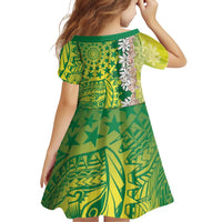 Cook Islands Tiare Maori With Conch Shell Family Matching Summer Maxi Dress and Hawaiian Shirt Pasifika Fest Polynesian Tattoo Green LT14 - Polynesian Pride