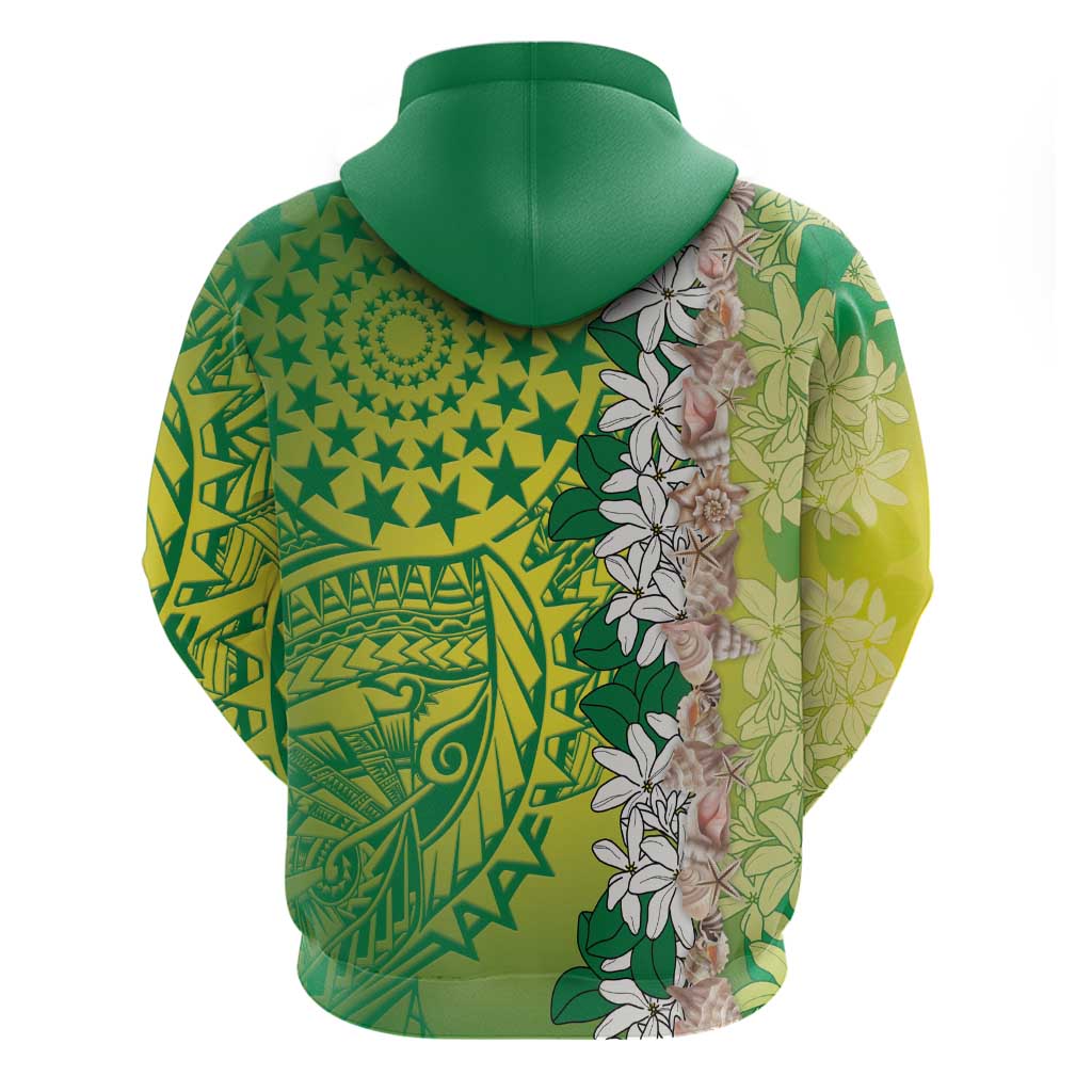 Cook Islands Tiare Maori With Conch Shell Hoodie Pasifika Fest Polynesian Tattoo Green