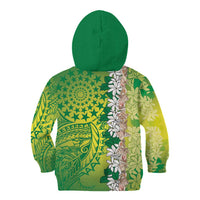 Cook Islands Tiare Maori With Conch Shell Kid Hoodie Pasifika Fest Polynesian Tattoo Green