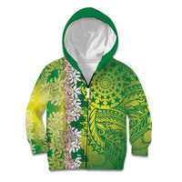 Cook Islands Tiare Maori With Conch Shell Kid Hoodie Pasifika Fest Polynesian Tattoo Green