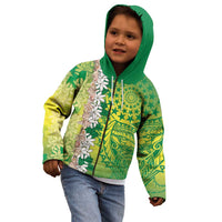 Cook Islands Tiare Maori With Conch Shell Kid Hoodie Pasifika Fest Polynesian Tattoo Green