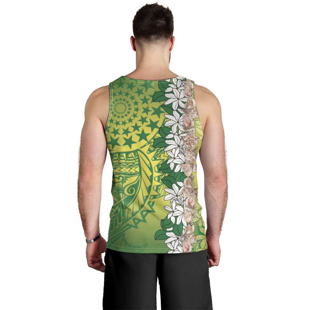 Cook Islands Tiare Maori With Conch Shell Men Tank Top Pasifika Fest Polynesian Tattoo Green