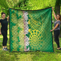 Cook Islands Tiare Maori With Conch Shell Quilt Pasifika Fest Polynesian Tattoo Green